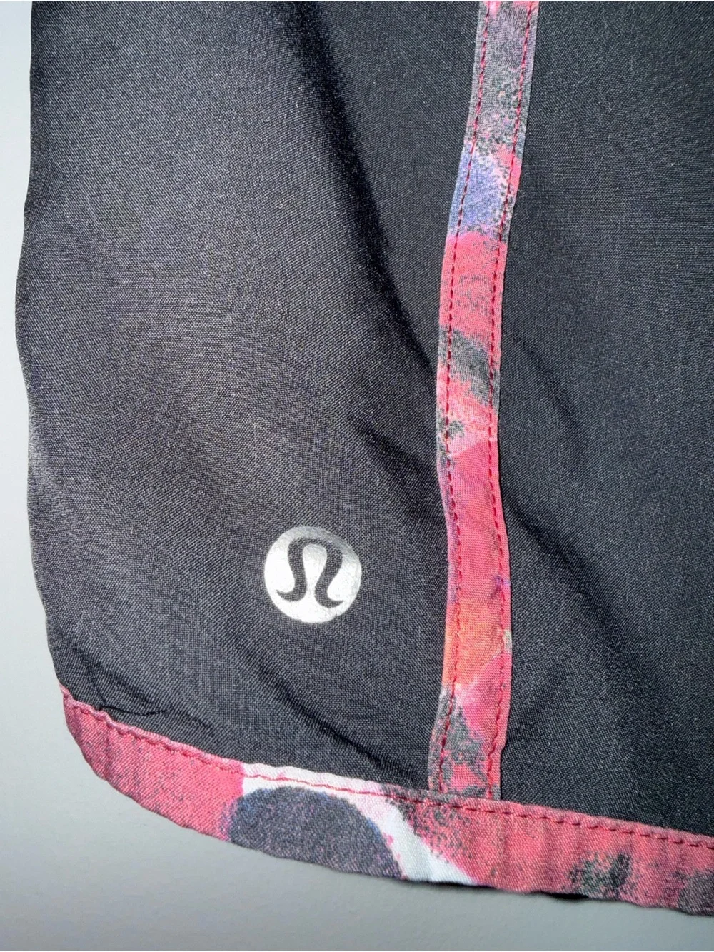 lululemon athletica Black Athletic Running Shorts with Pink Trim